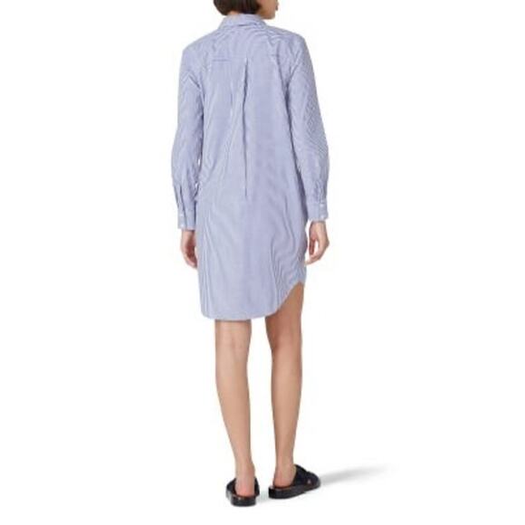 THAKOON COLLECTIVE Blue Stripe Pattern Tie Waist Button Front Shirtdress Size 10 - Picture 2 of 13